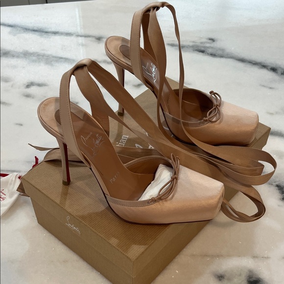 Christian Louboutin Satin Nude Heels size 38 - Picture 2 of 4